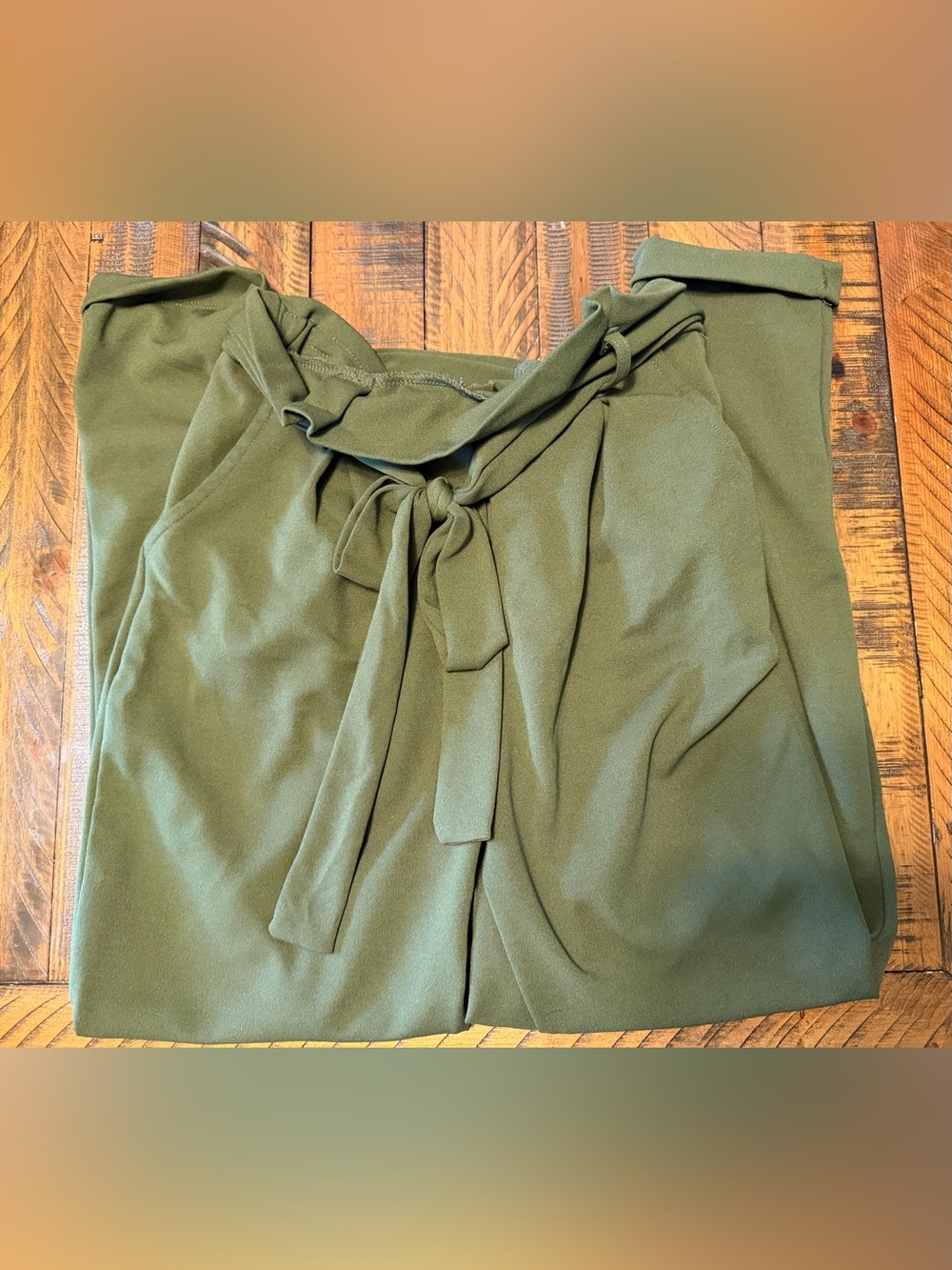 iris Olive Green Ruffle-Top Pants